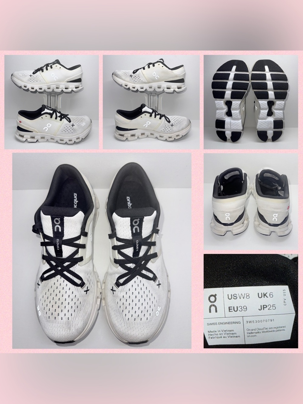 ON CLOUD X White and Black Athletic Running Shoes